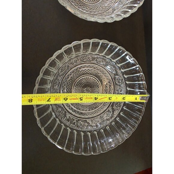 Set Of 2 KIG Fleur de lis Vintage Clear Glass Serving Bowls - Picture 5 of 6